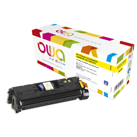 TONER REMANUFACTURÉ OWA - STANDARD - JAUNE - POUR HP C9702A, Q3962A, CANON 701Y, EP-87Y