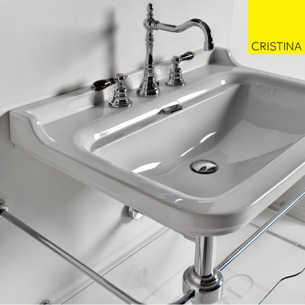 VASQUE CÉRAMIQUE À SUSPENDRE OU SUR COLONNE 80-55 CM PERÇAGE 3 TROUS WALDORF - CRISTINA ONDYNA WD8155
