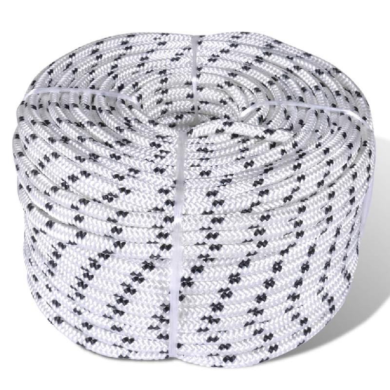 Vidaxl corde de bateau tressée polyester 8 mm 250 m blanc 143791_0