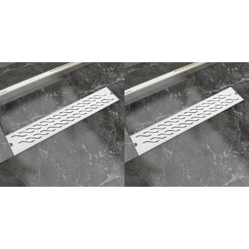 Vidaxl drain de douche linéaire 2 pcs 630 x 140 mm acier inoxydable 275960_0