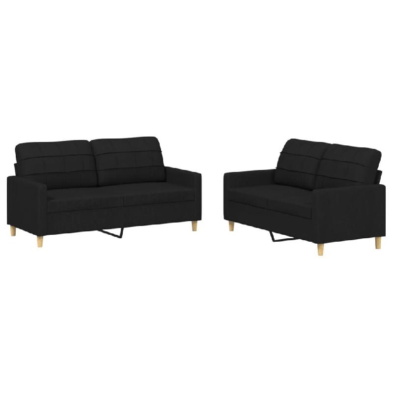 VidaXL Ensemble de canapés 2 pcs avec coussins Noir Tissu Modèle Atlas Office Urban - 3201278_0