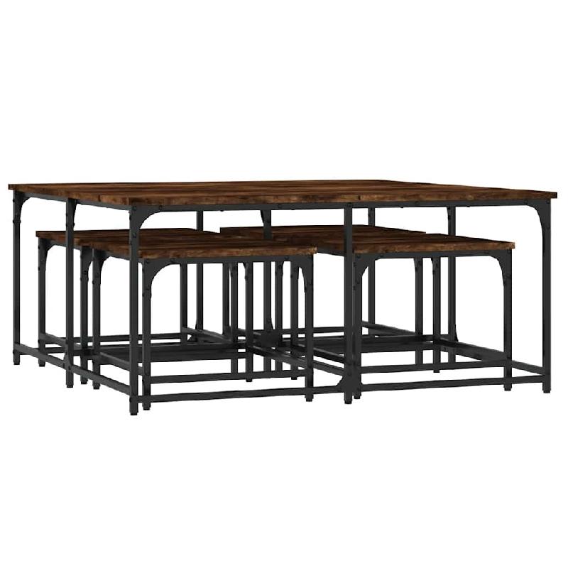 VidaXL Tables basses gigognes 5 pcs chêne fumé bois d'ingénierie Modèle Atlas Master Prestige - 835336_0