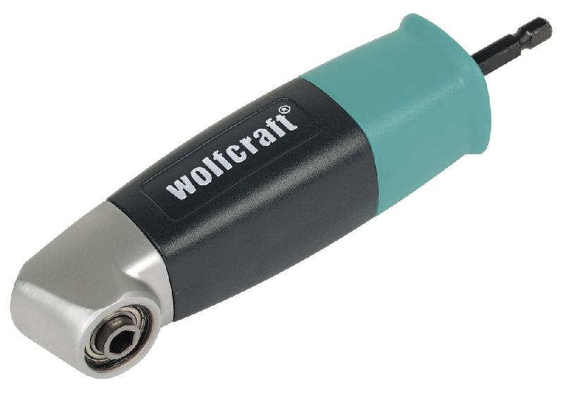 Wolfcraft 4688000 - Embout de renvoi d'angle à 90° pour visseuses sans fil, rotation droite/gauche, max 400 RPM et 13 Nm_0