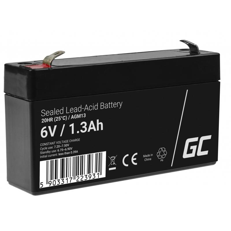 GREEN CELL AGM13 - Batterie de l'onduleur Sealed Lead Acid (VRLA) 6 V - 1,3 Ah - Autonomie 5 ans - Noir_0