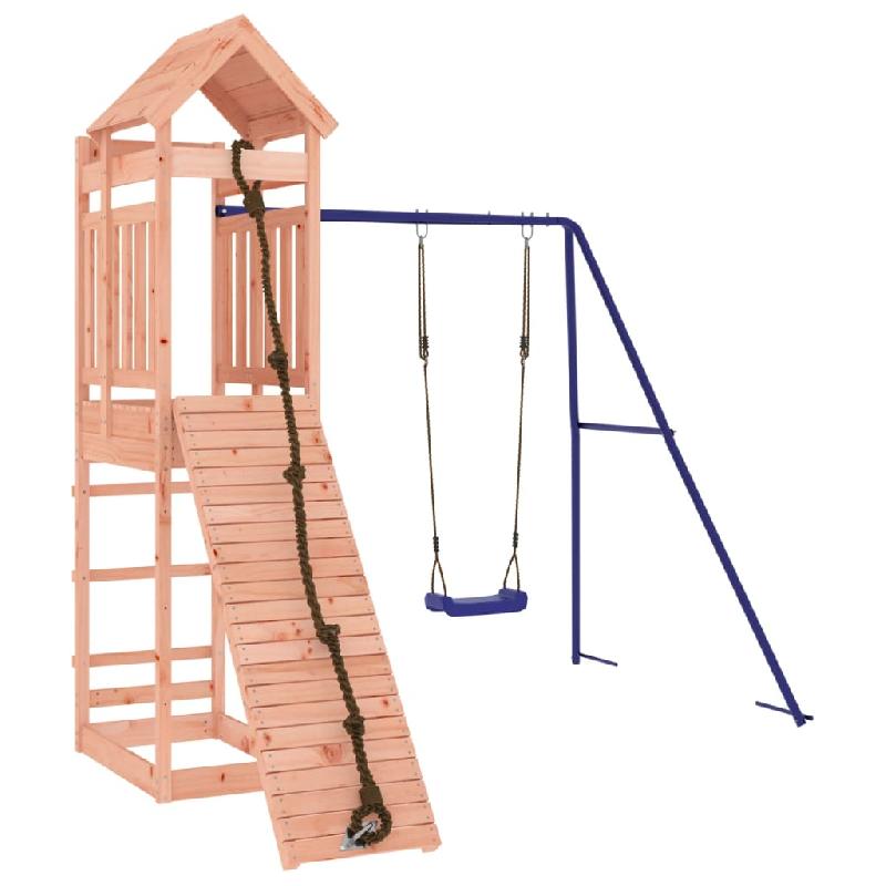 AIRE DE JEUX D\'EXTÉRIEUR BALANÇOIRES TOBOGGAN PORTIQUES ROBUSTE JEUX JARDIN 248 X 259 X 238 CM BOIS MASSIF DE DOUGLAS 02_0004935_0