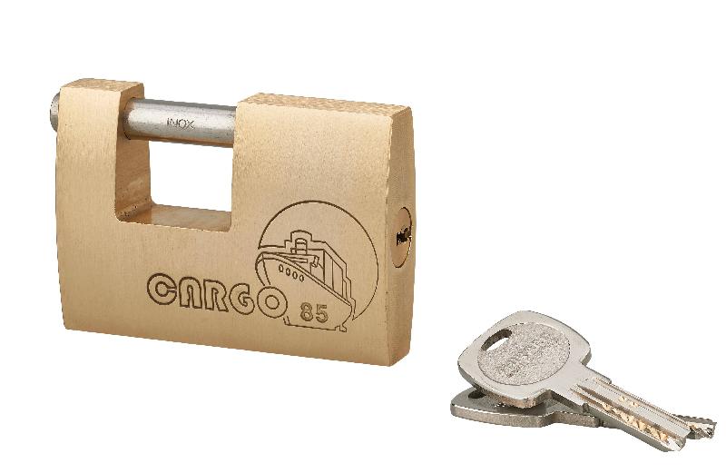 Cadenas à clé Cargo 85 mm - Transit 2 - Corps laiton monobloc - Anse inoxydable - Blindé breveté THIRARD_0