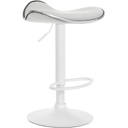 CLP Tabouret de bar Shanghai similicuir avec pied en métal Blanc /Métal blanc mat - blanc polyester 323791_0