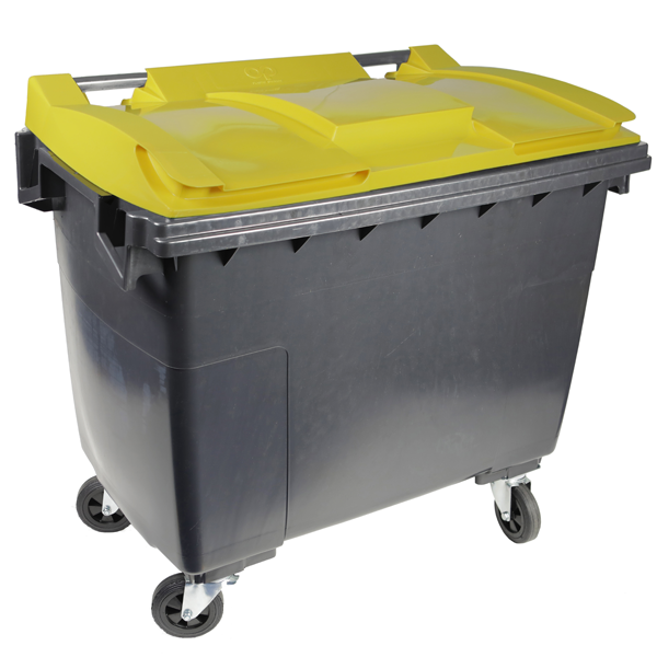 CONTENEUR SULO CITYBAC EN PEHD BAC GRIS COUVERCLE JAUNE 4 ROUES CAPACITÉ 660 LITRES