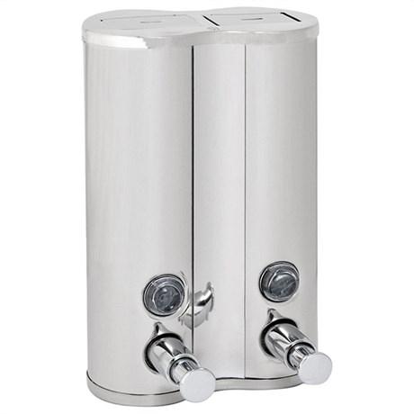 DISTRIBUTEUR DE LUXE GEL ET SHAMPOING 2X400 ML 13X6.5X20 CM INOX ARGENTÉ