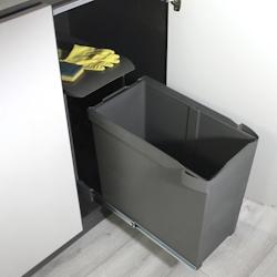 Emuca 8906923 Poubelles De Recyclage Pour La Cuisine, 1 X 30l, Fixation Inférieure Et Extraction Automatique, Acier Et Plastiqu - gris 8432393317748_0