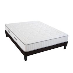 Ensemble   Matelas Mémoire de forme + Sommier Bois 140x200 cm CRISTAL OLYMPE LITERIE - blanc Mousse à mémoire de forme 4VP.CR.K15.1420_0