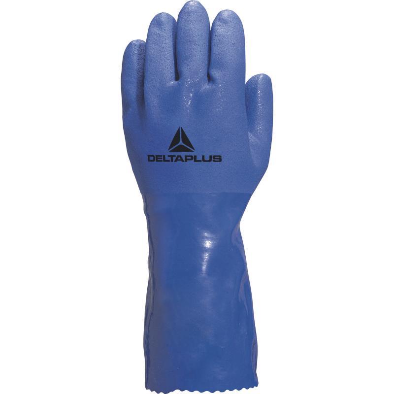 Gants de protection chimique en PVC - support coton type pétrolier - VE780_0