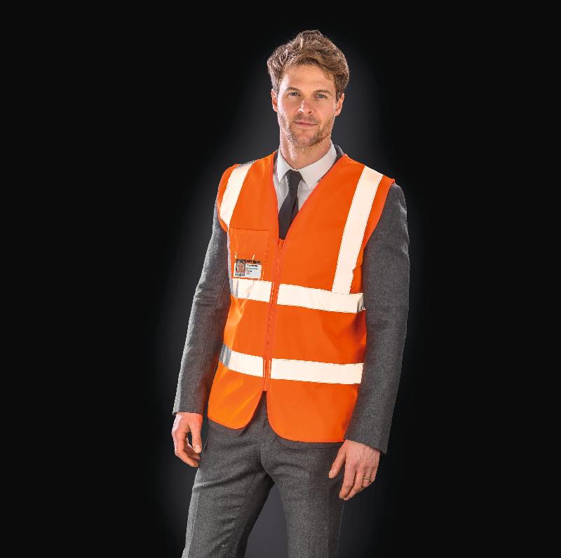Gilet de sécurité zippé - EN ISO 20471:2013 Catégorie 2 - Réf: R202X - Polyester - Marque Result - Bandes de sécurité 50mm_0