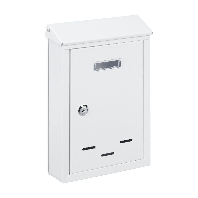 Helloshop26 - Boîte aux lettres murale vintage compacte serrure sécurité 30,5 x 21 x 7 cm en fer blanc 13_0009962 - blanc 3000244968019_0