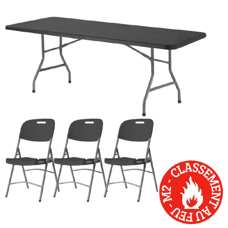 Lot de 10 tables pliantes 183 cm en polyéthylène M2 + 60 chaises pliantes en polypropylène M2 - Grey Edition_0