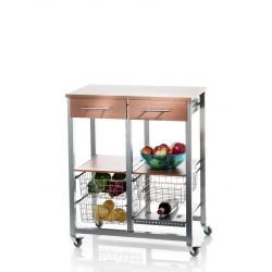 Oslo - Desserte de cuisine Don Hierro - 71 x 43 x 89 cm - Structure métallique robuste et bois cerisier_0