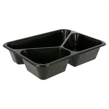 PLATEAU MICRO-ONDABLE 3 COMPARTIMENTS 22.5X17.5X4.5 CM PP NOIR (VENDU PAR 500)