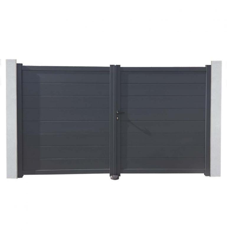 Portail aluminium Strasbourg - Gris anthracite RAL 7016 - Battant ou coulissant - portstr180350g_0