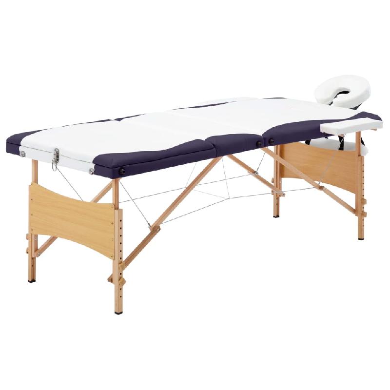 TABLE DE MASSAGE PLIABLE 3 ZONES BOIS BLANC ET VIOLET 02_0001831_0