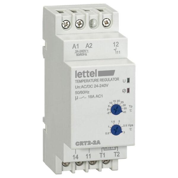 Thermostat mode chauffage à 1 point de consigne de 0 à +40°C, 1 relais NO/NF 16A - LETTEL - CRT2-2A_0