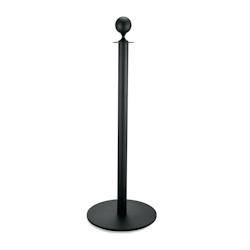 WAS Germany - Poteau de délimitation Classic avec pied plat, boule, revêtu par poudre, noir, acier inoxydable (2224001) - noir inox 2224 001_0