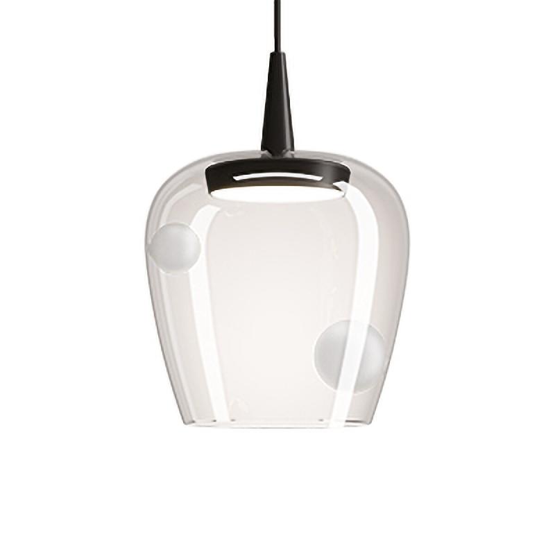 Zafferano Suspension Bilia 230V LED 8W en verre borosilicaté soufflé, finition Noir Sablé, diamètre 18 cm, hauteur totale 324 cm - multicolore 805_0