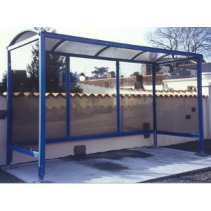 Abri bus Poitou - structure en acier galvanisé - bardage en verre sécurit - 250 x 133 cm - couverture polycarbonate anti-UV_0