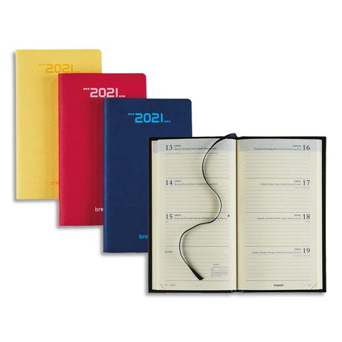 AGENDA BREPOLS INTERPLAN COLORA - FORMAT 9X16 CM - 1 SEMAINE SUR 2 PAGES - PAPIER CHAMOIS - SEXTILINGUE - ASSORTIS JAUNE BLEU ROUGE - LOT DE 6