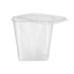 Boîte avec couvercle, PP rectangulaire 500 ml 10,1 cm x 8,9 cm x 11,4 cm (250 unités) PAPSTAR - transparent plastique polypropylène VPEK0500K_0