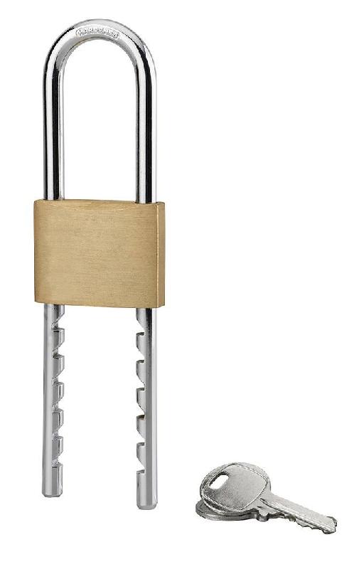 Cadenas à clé avec anse réglable - Corps laiton, anse acier cémenté nickelé - 50 mm - THIRARD_0