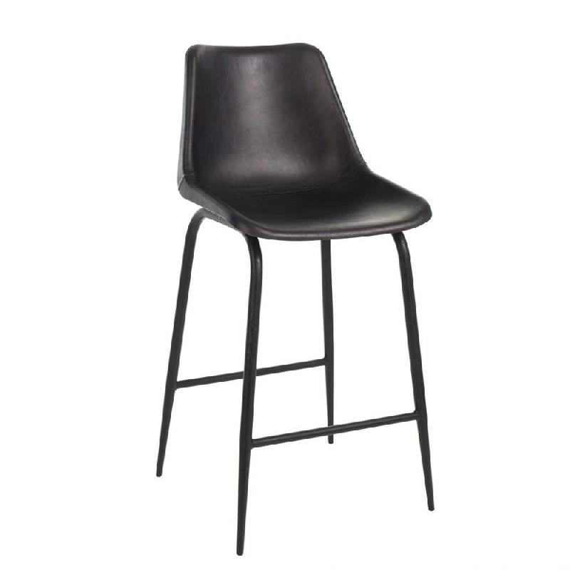 Chaise de bar Valona en cuir noir - élégance, confort et design industriel_0