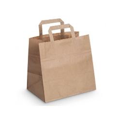 Déstockage // Sac poignées plates kraft brun 32+20x23 cm - Vendu par 250 - 3760365406677_0