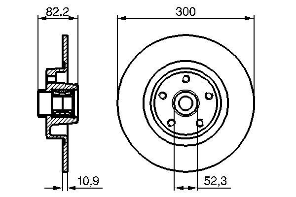 Disque de frein Bosch 0986479280 - arrière - plein - 5 trous - épaisseur 11 mm_0