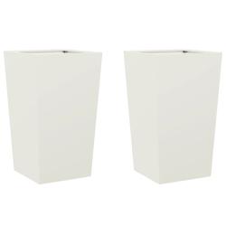 Helloshop26 - Jardinière bac lit surélevé plantes fleurs jardin terrasses lot de 2 45 x 45 x 75 cm acier blanc 02_0038979 - 3000217981830_0