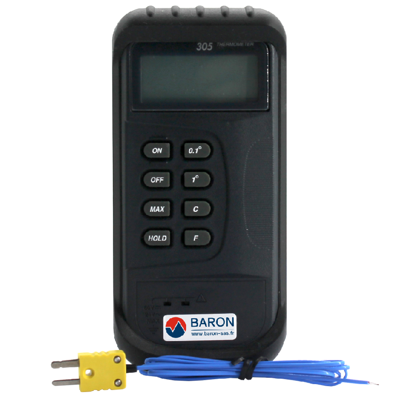 K T305 - Thermomètre numérique portable à entrée thermocouple K pour hautes températures - Baron_0