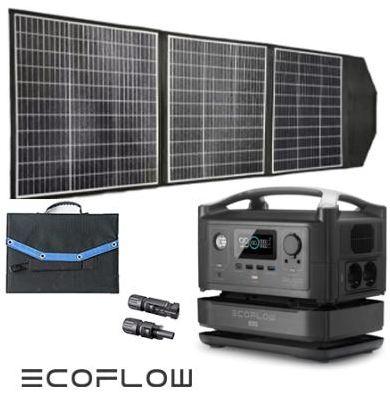 Kit station de charge portable 600w - 576wh ecoflow river max avec panneau solaire pliable 135w_0