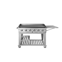 METRO Professional Barbecue à gaz FIRE, acier inoxydable, 101 x 165 x 62 cm, 6 brûleurs, puissance totale de 24 kW, roulant, argent - argenté inox_0