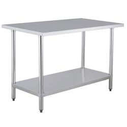 METRO Professional Table de travail GWT4147, acier inoxydable, 140 x 70 x 88 cm, avec fond, pieds réglables anti-corrosion, argenté - inox 433725503_0