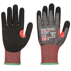 Portwest - Gants anti coupures de niveau F avec renfort en mousse nitrile Noir / Rouge Taille 8 - 5036108361038_0