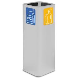 Stil Casa PURE, conteneur déchets en acier peint, 30x30xH80 cm, couvercle 2 compartiments, pictogrammes magnétiques, 60 L, blanc. - blanc acier PU60_0