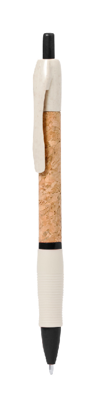Stylo à bille écologique - paille de blé & liège naturel - encre bleue - couleur noire_0