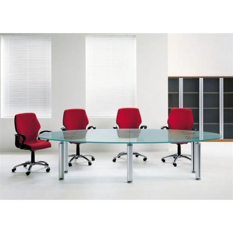 Table de réunion FORMA KRISTALL - Frezza - 320 x 140 cm - Verre trempé et structure aluminium_0