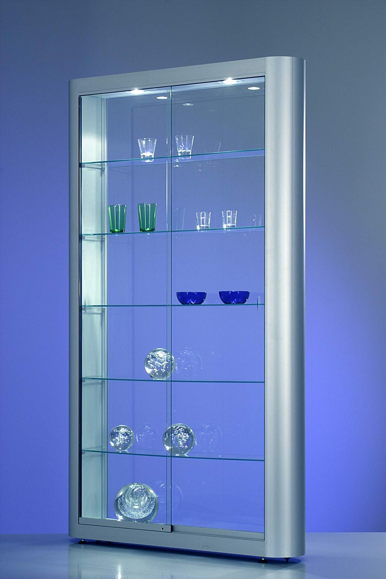 Vitrine design l 1186 p 250 h 2000 mm avec eclairage led et 5 etageres reglables_1