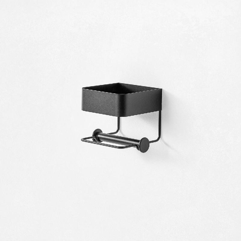 AQA Design Porte-papier toilette avec étagère SHIGA noir. L.13,5 P.13,5 H.13,5 MP01905 - noir métal MP01905_0