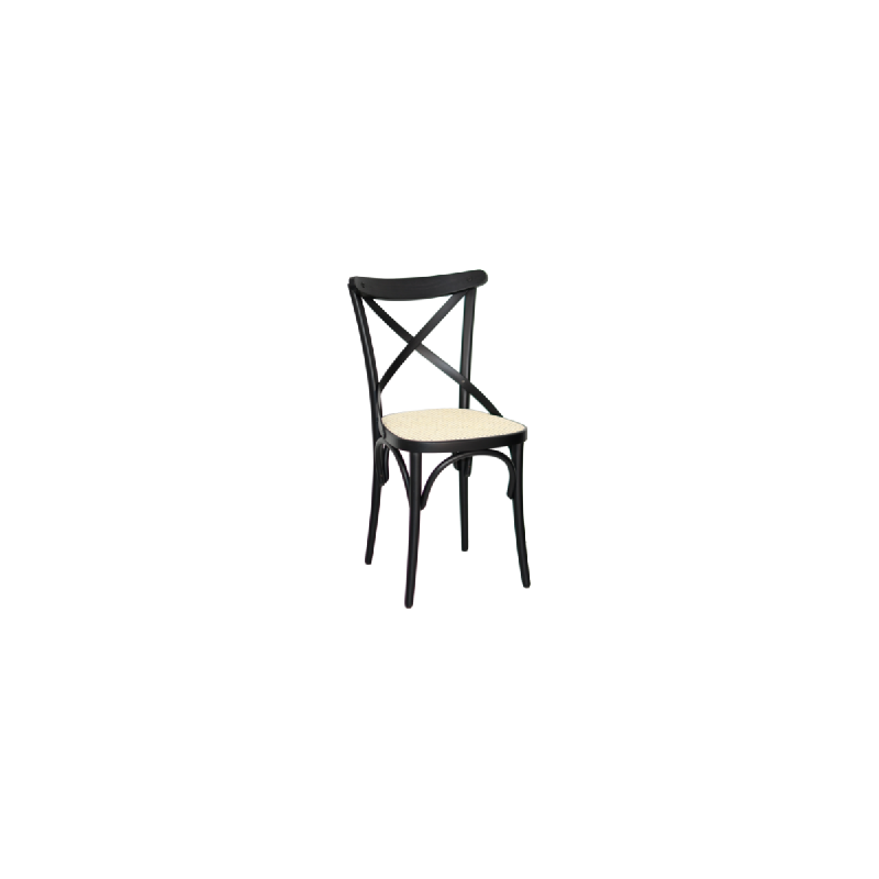 Chaise de restaurant CROSS - hêtre bois courbé - cannage rotin - contemporaine_0