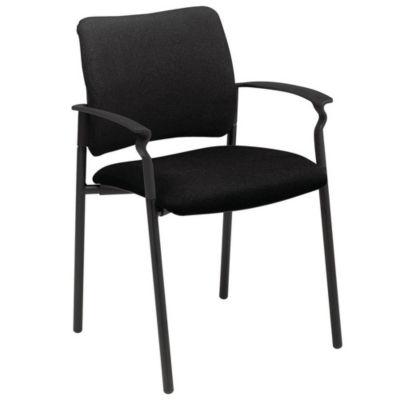 Chaise visiteur BILBAO Tissu rembourré Avec accoudoirs Noir_0