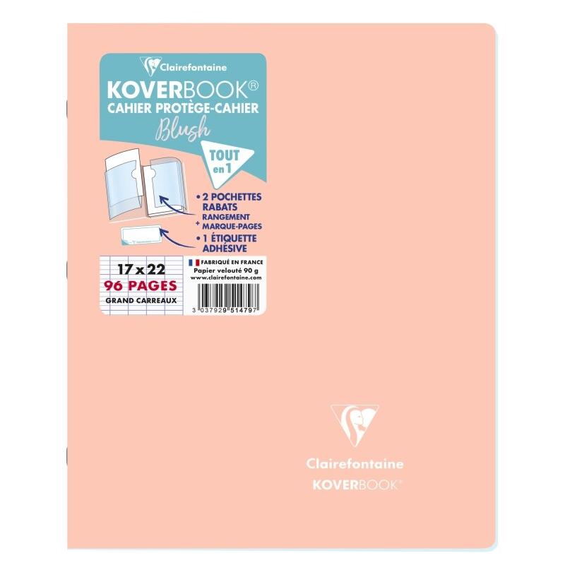 Clairefontaine Lot de 10 Cahier Kover Book Blush 17x22, 96p./48 feuilles 90 g/m² piquées, couv. Coloris corail, Séyès - 3037929514797_0