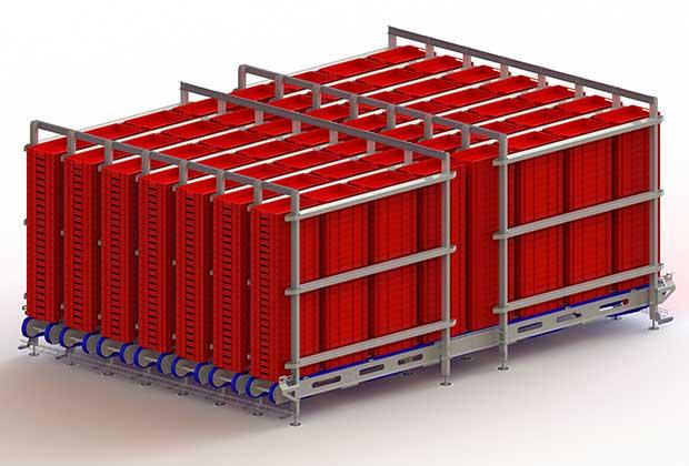Convoyeur de stockage - système en inox pour caisses palettes et bacs 600x400 mm_0