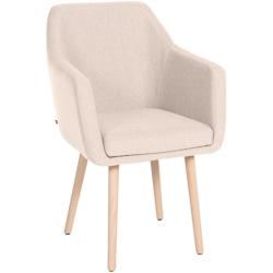 Décoshop26 - Chaise de salon avec accoudoirs quatre pieds résistants en bois clair assise en tissu beige 10_0003487 - beige 3000251607666_0
