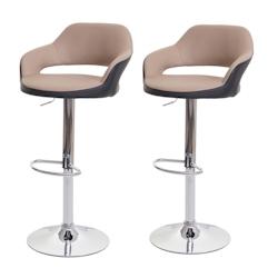 Décoshop26 - Lot de 2 tabourets de bar chaises de comptoir en synthétique taupe et noir 04_0000141 - noir 3000251758986_0